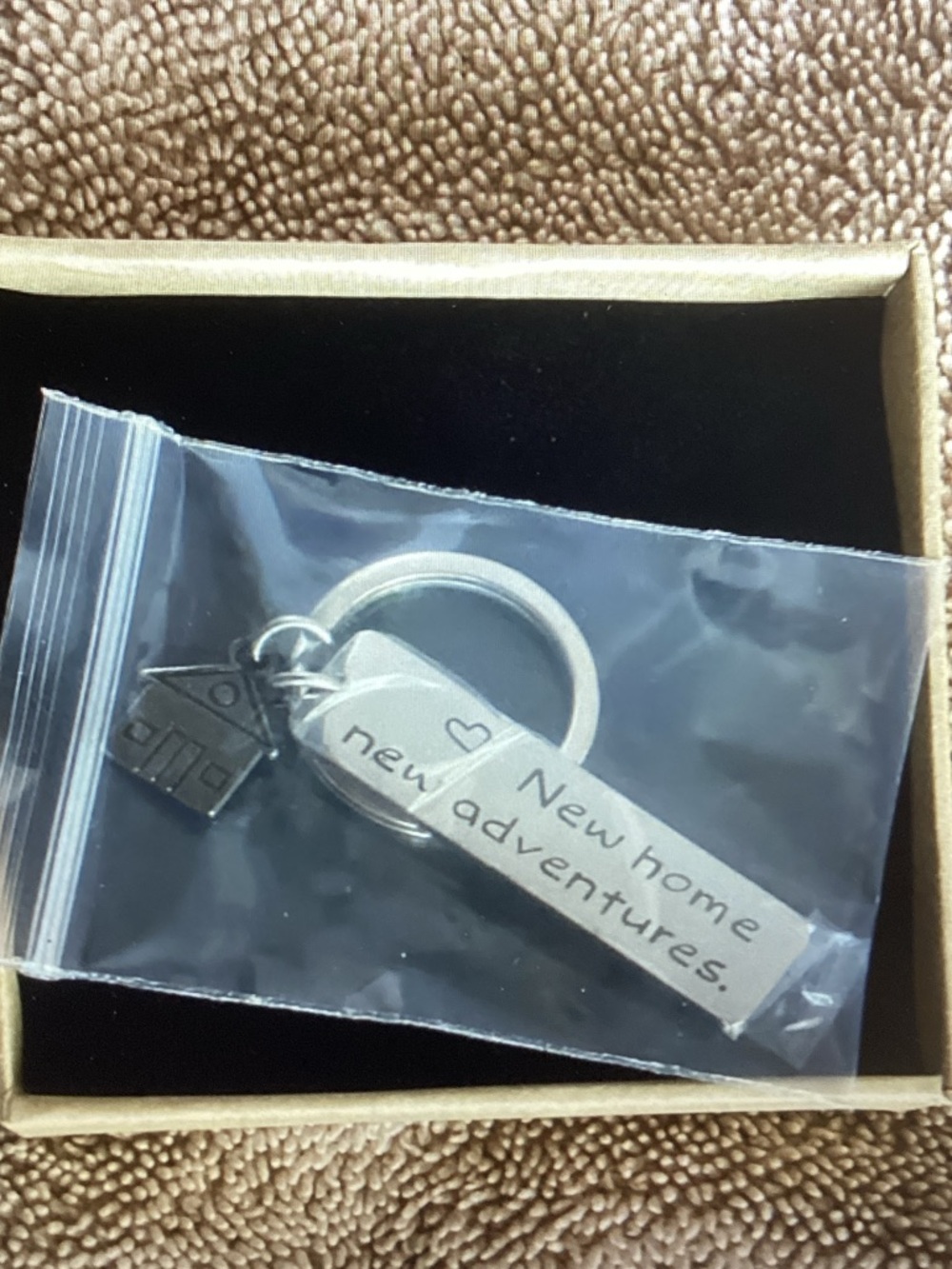 Silver 'New Home New Adventures' House Keychain NEW